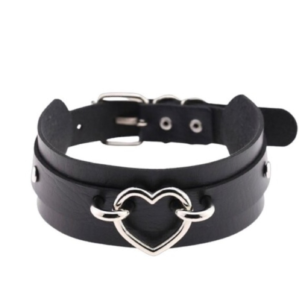 Necklace PU Leather Black Goth Punk Rock Choker Necklaces For Women